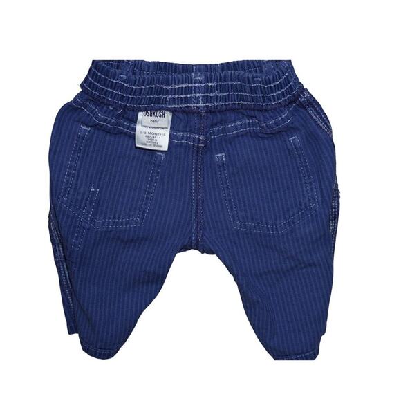 OshKosh B’gosh Baby Railroad-Stripe Carpenter Pants | Blue Utility Pockets |0–3M - Picture 6 of 6